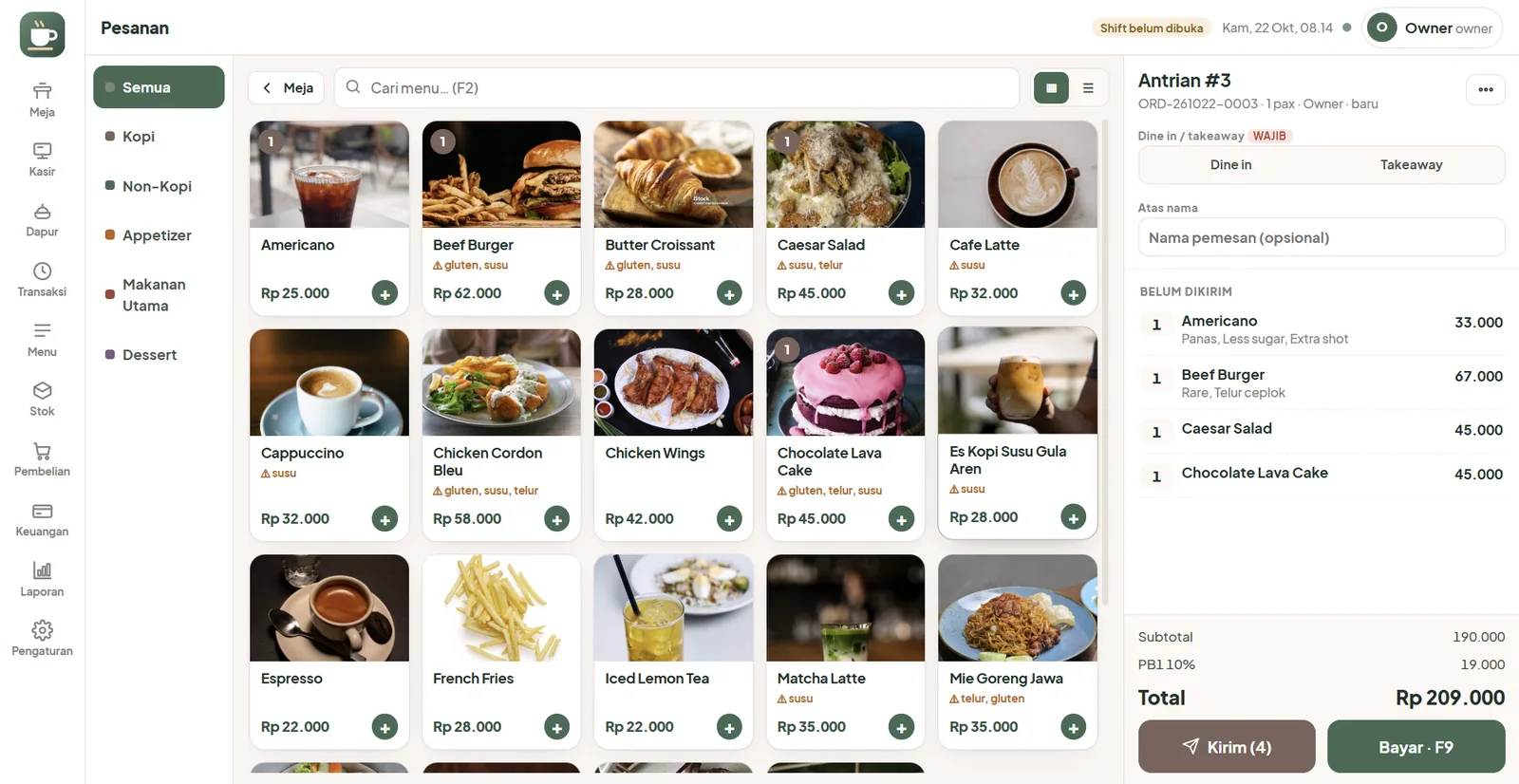 Menu bergambar, pesanan dalam hitungan detik